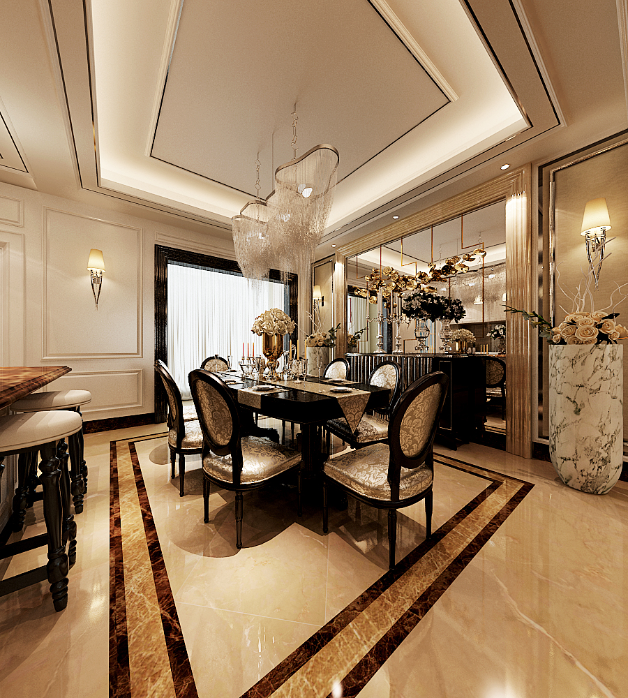 混搭 餐厅图片来自天津白天鹅装饰工程有限公司在亿城堂庭220平新古典的分享