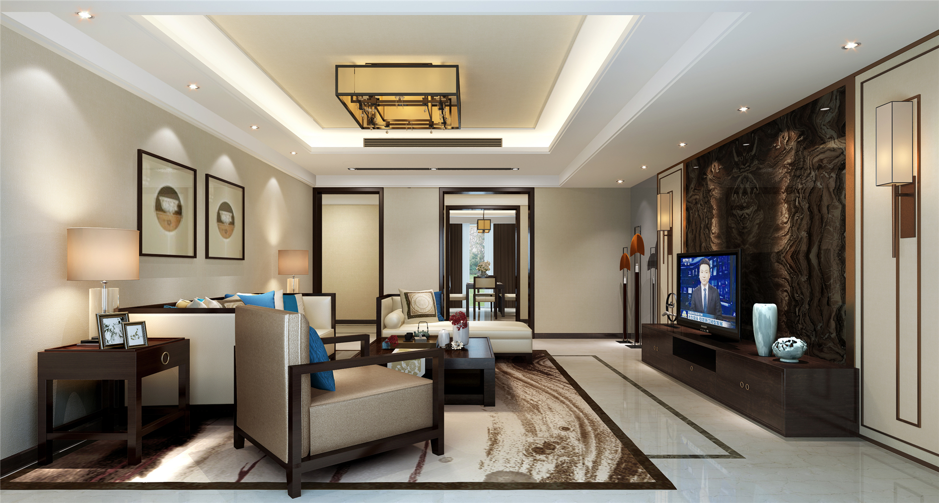 新中式 公寓 收纳 客厅图片来自张勇高级室内设计师在天通苑西三区新中式设计案例效果的分享