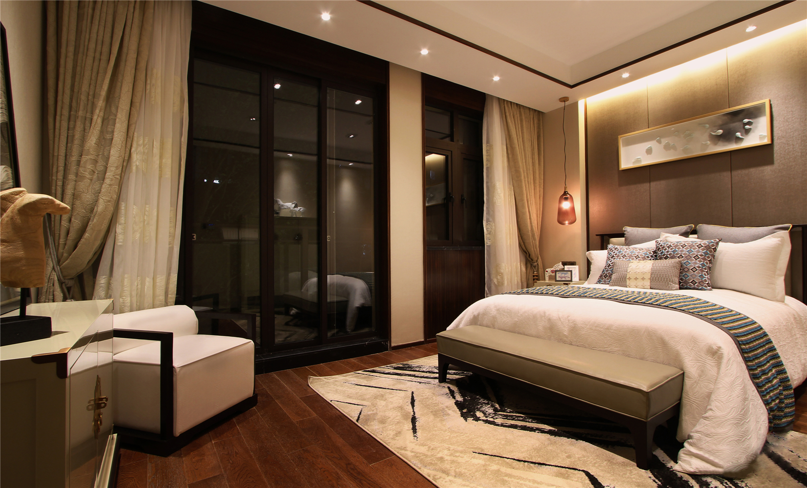 中式 别墅 卧室图片来自张勇高级室内设计师在优山美地D区新中式设计案例的分享