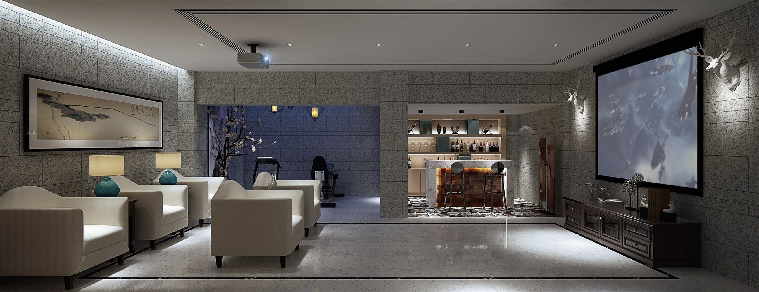 中式 别墅 收纳 客厅图片来自张勇高级室内设计师在优山美地D区新中式设计案例效果的分享
