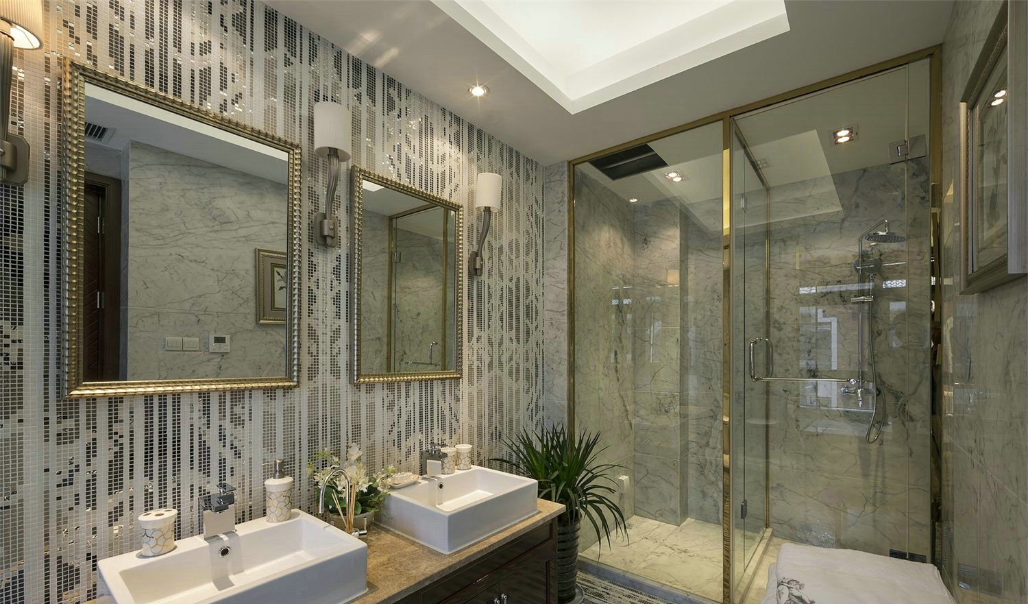 新中式 别墅 卫生间图片来自张勇高级室内设计师在鲁能优山美地D区新中式设计案例的分享