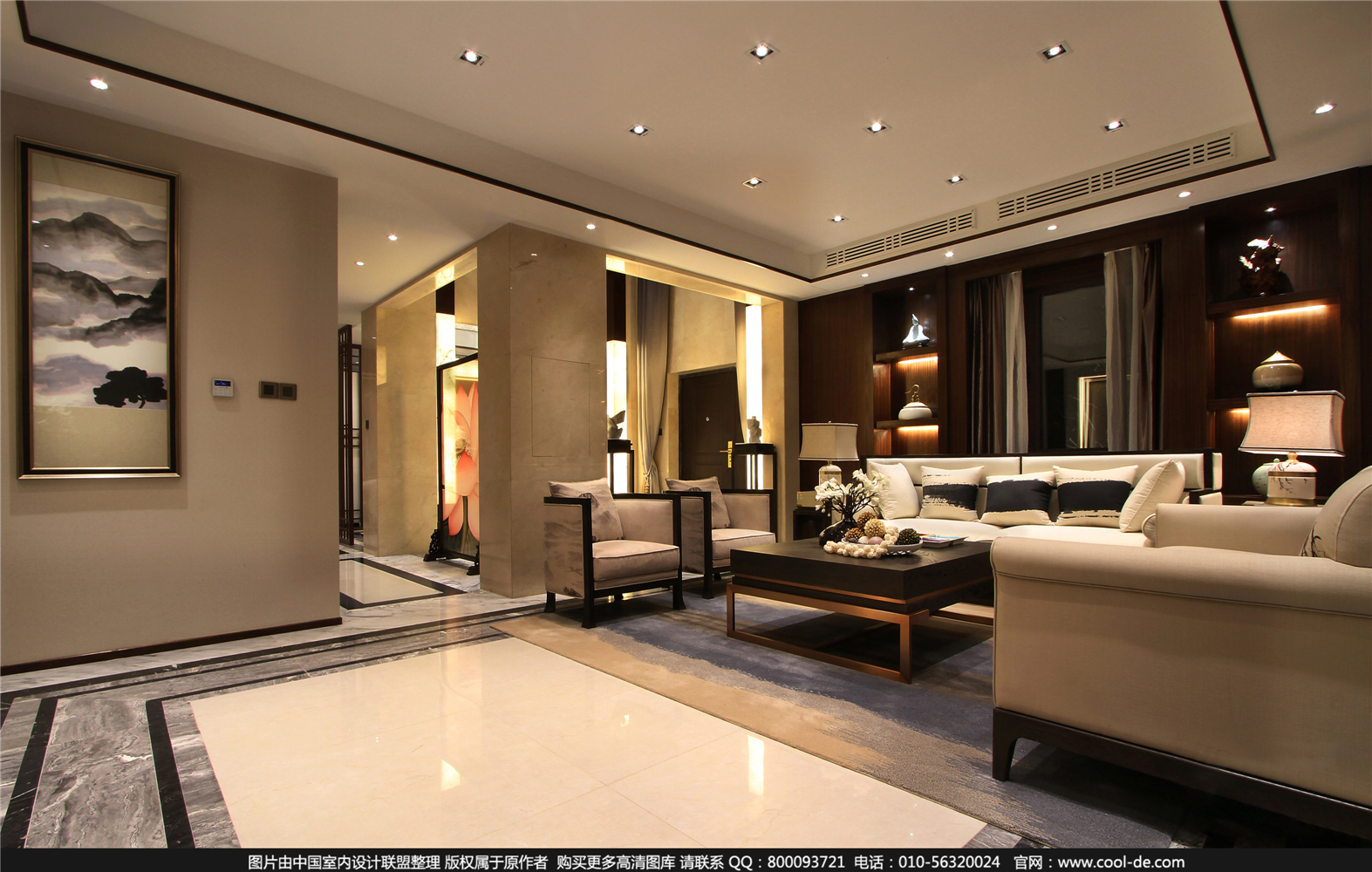中式 别墅 客厅图片来自张勇高级室内设计师在优山美地D区新中式设计案例的分享