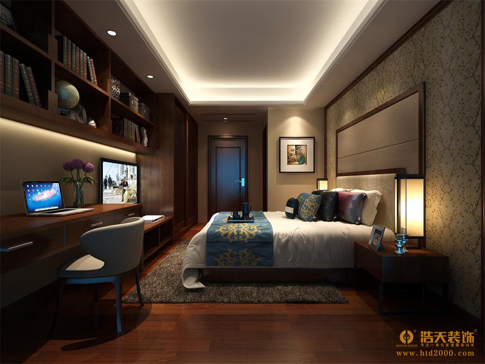 现代中式 卧室图片来自深圳浩天装饰在浩天装饰城建仁山智水-现代中式的分享