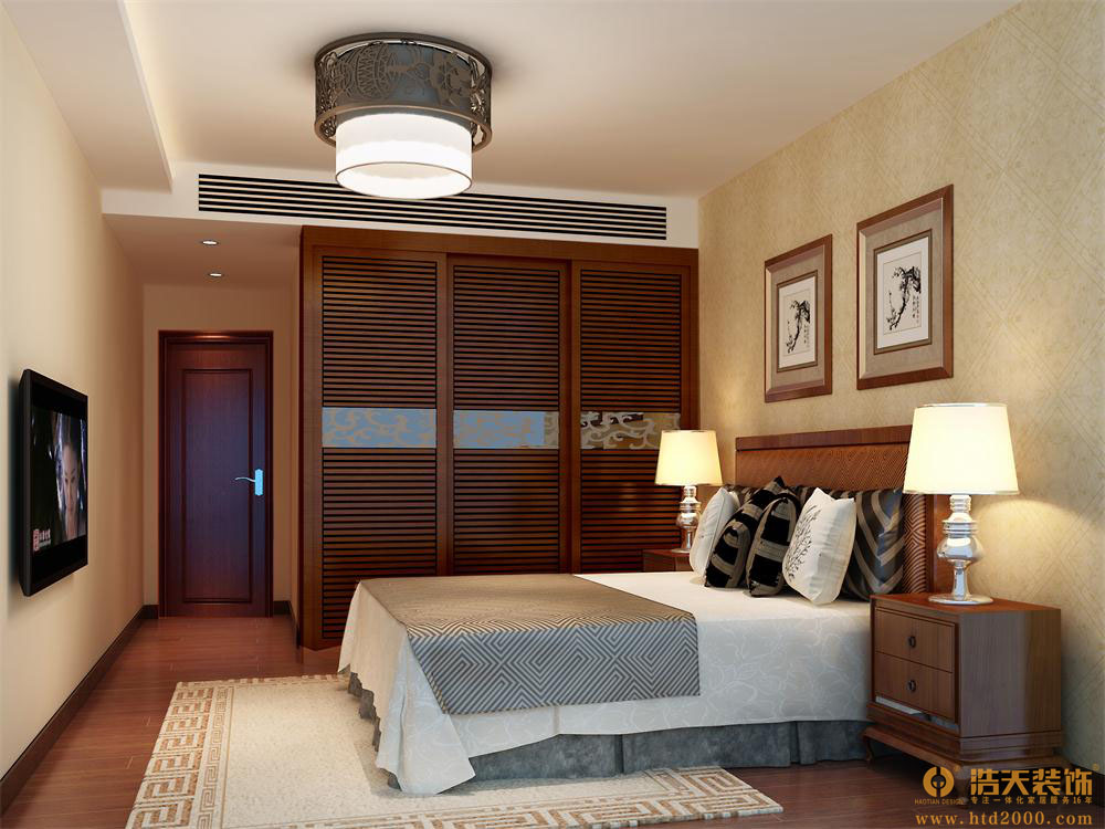 现代中式 卧室图片来自深圳浩天装饰在浩天装饰城建仁山智水-现代中式的分享