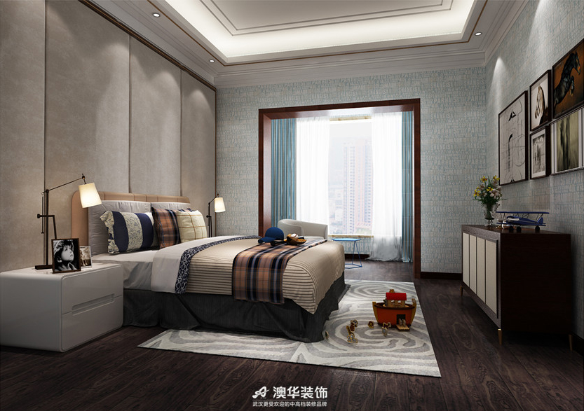 卧室图片来自澳华装饰有限公司在武汉天地·都市新贵的华丽晋级的分享
