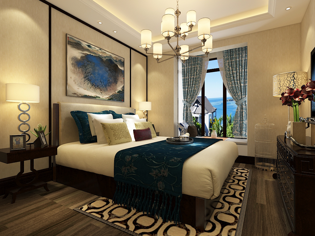 二居 卧室图片来自石家庄阳光力天装饰在润德天悦城-89㎡-新中式的分享