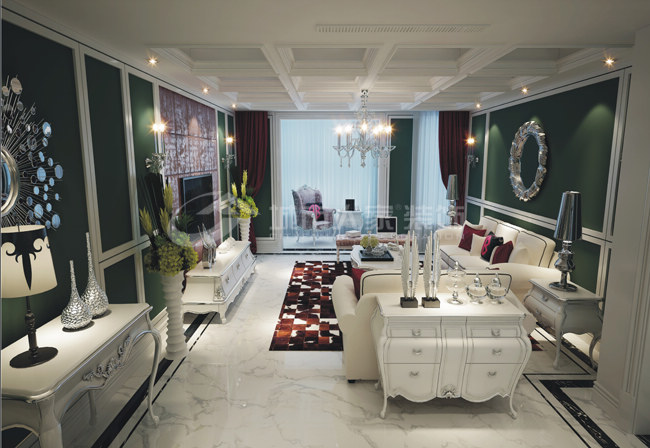 新古典 三居 西安装修 浐灞半岛 白领 客厅图片来自西安城市人家装饰王凯在新古典主义优雅三居的分享