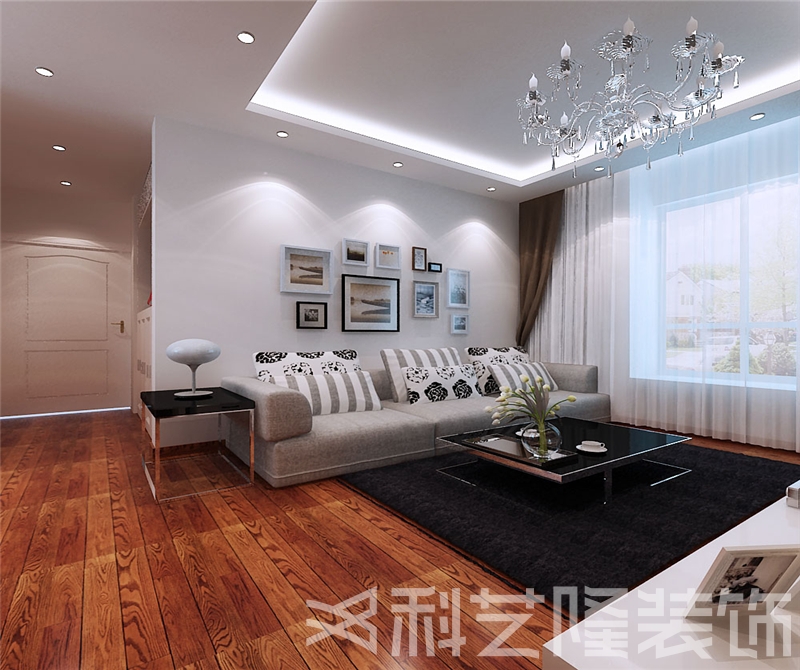 客厅图片来自天津科艺隆装饰在远洋风景—现代简约—90.00㎡的分享