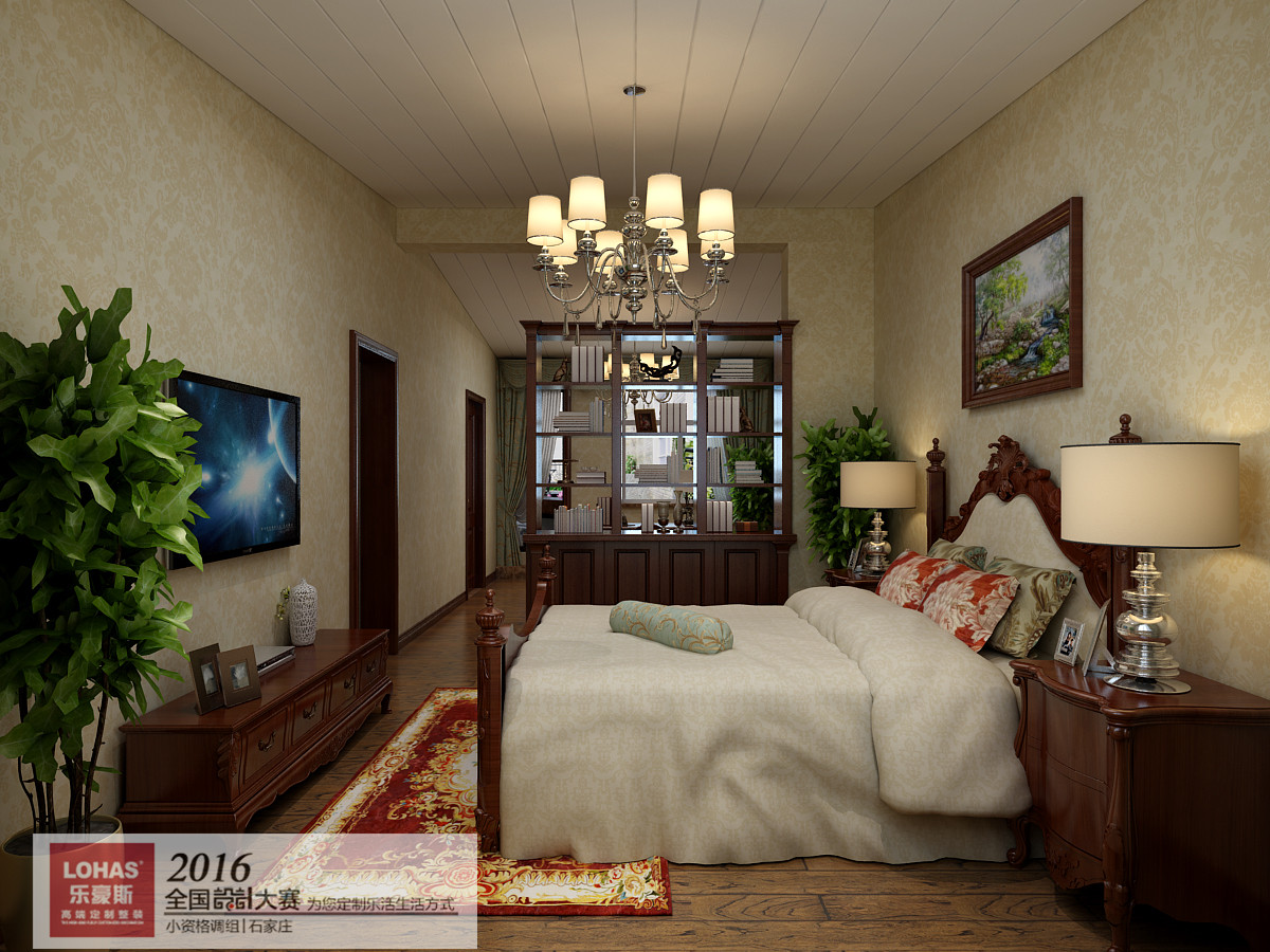 卧室图片来自乐豪斯装饰马志在御汤墅美式风格装修效果图的分享