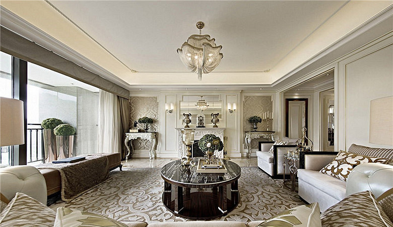 客厅图片来自家装大管家在清新典雅 120平欧式唯美时尚3居的分享