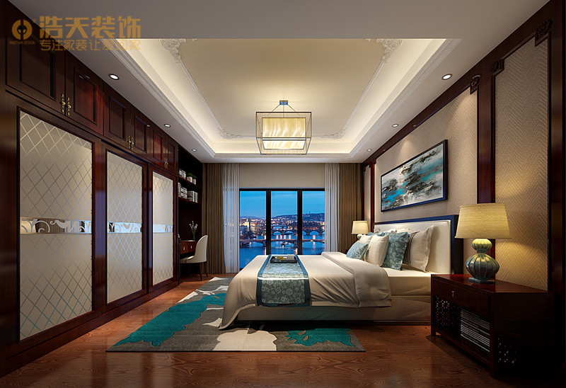 卧室图片来自深圳浩天装饰在浩天装饰御峰园-现代中式风格的分享