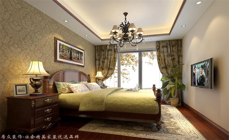 卧室图片来自昆明居众装饰设计工程有限公司在绿地海珀澜庭-美式风格-175㎡的分享