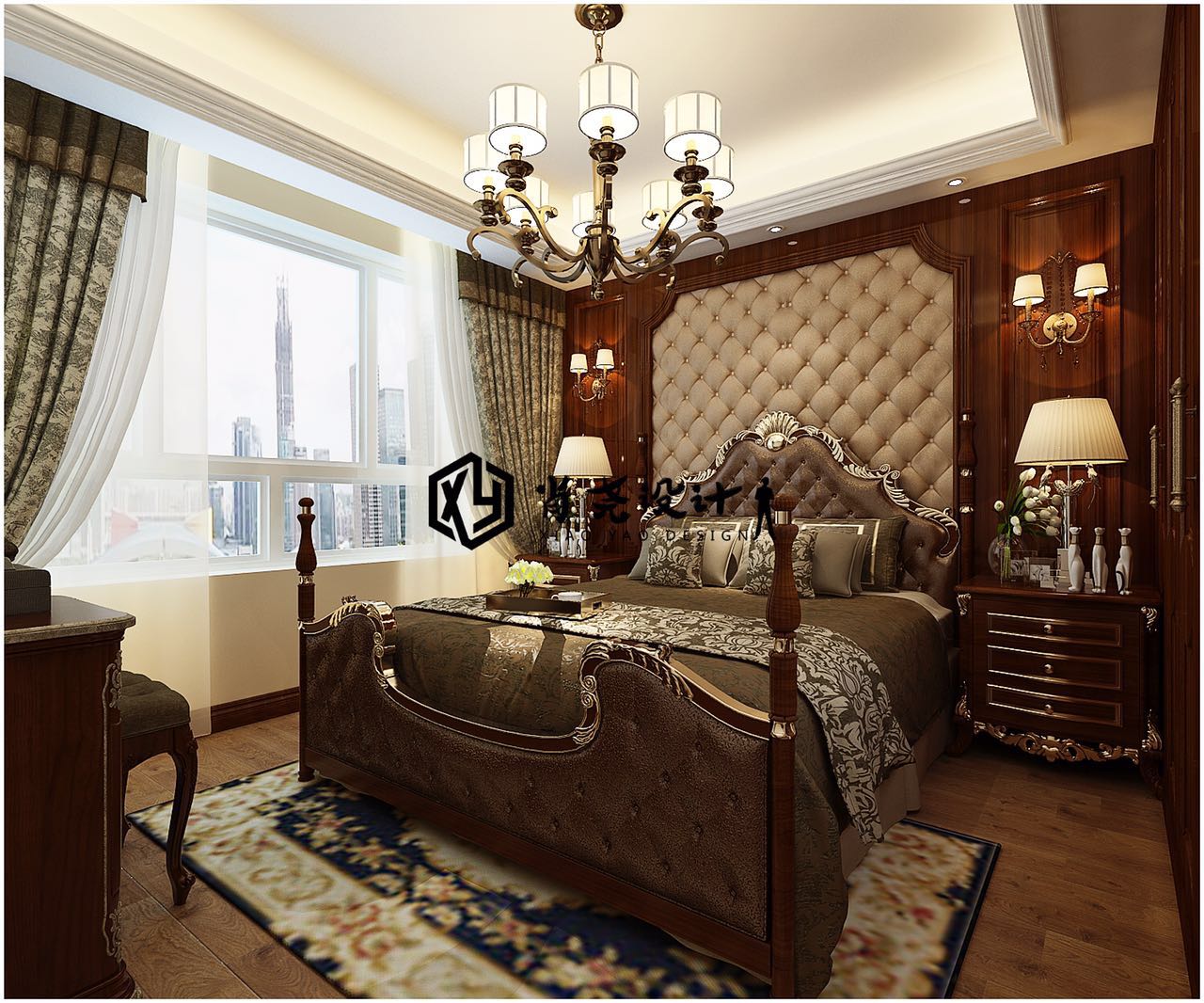 三居 美式 保利 叶公馆 实创 卧室图片来自快乐彩在三居室保利叶公馆123平美式风格的分享