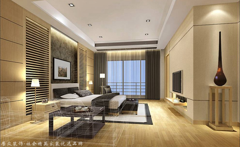 现代简约 别墅 卧室图片来自杭州居众装饰集团设计院在昆仑府-现代简约-360平的分享