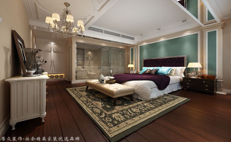 简约欧式 三居 卧室图片来自杭州居众装饰集团设计院在融创河滨之城-简约欧式-107平的分享