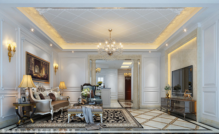 欧式 四居 客厅图片来自杭州居众装饰集团设计院在银马公寓 -欧式风格-209平的分享