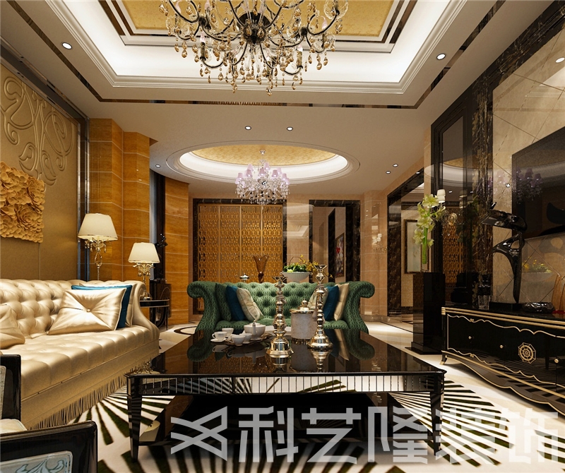 客厅图片来自天津科艺隆装饰在西苑别墅—新主义风格—400㎡的分享