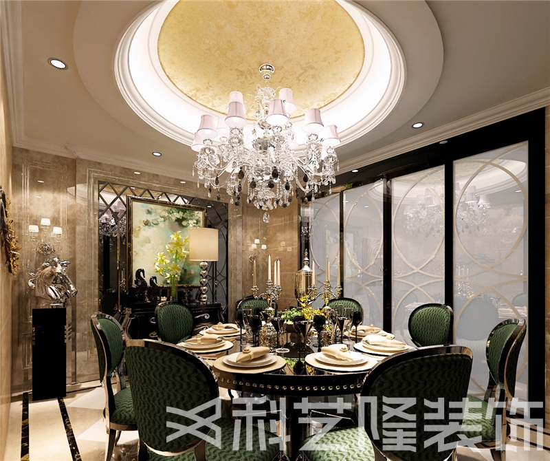 餐厅图片来自天津科艺隆装饰在西苑别墅—新主义风格—400㎡的分享