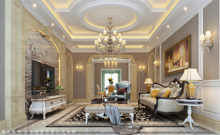 欧式 四居 客厅图片来自杭州居众装饰集团设计院在银马公寓-欧式风格-209平的分享
