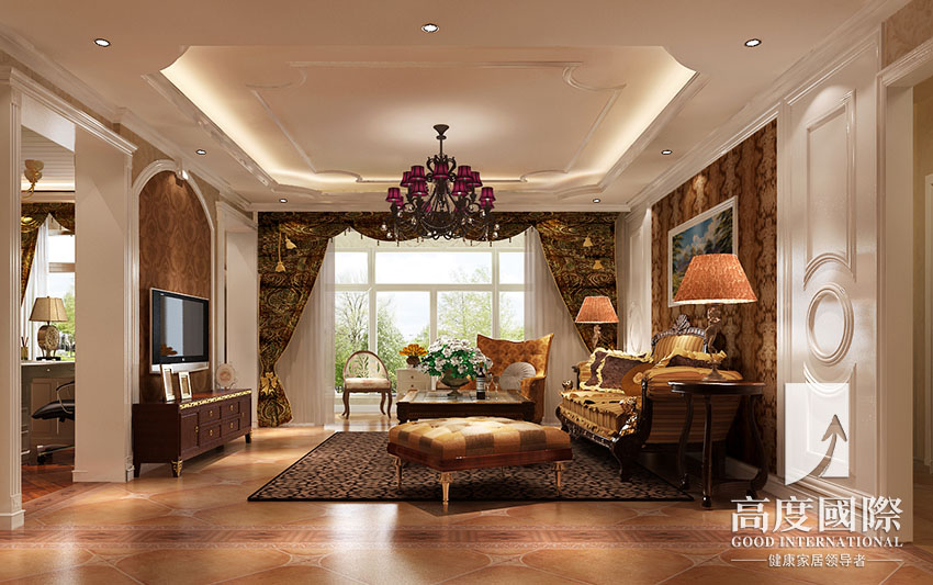 高度国际 成都装修 简欧风格 客厅图片来自成都高端别墅装修瑞瑞在翡翠城-188平方米-简欧风格的分享