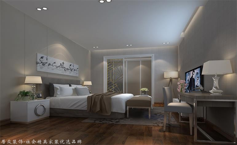 简约 复式 卧室图片来自厦门居众装饰设计工程有限公司在万科湖心岛-现代简约-190㎡的分享