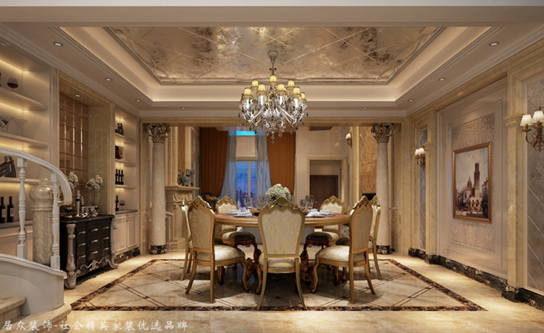 欧式 别墅 餐厅图片来自厦门居众装饰设计工程有限公司在国贸金沙湾-欧式风格-260㎡的分享