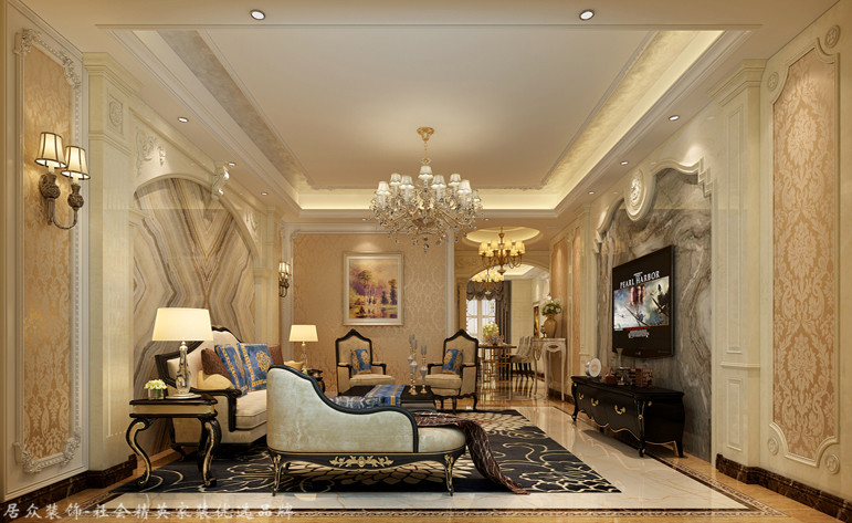 欧式 四居 客厅图片来自杭州居众装饰集团设计院在枫华府第-欧式风格-191平的分享
