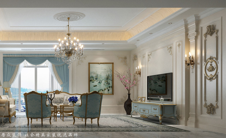 客厅图片来自昆明居众装饰设计工程有限公司在野鸭湖山林别墅-欧式风格-500㎡的分享