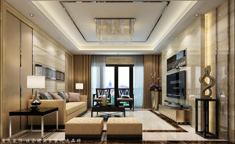 客厅图片来自昆明居众装饰设计工程有限公司在香樟俊园-现代风格-166㎡的分享