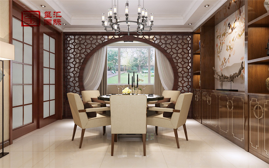 中式 五室 白领 玺汇国际 餐厅图片来自河北玺汇国际装饰公司在170平华堂聚瑞五居室中式风格的分享