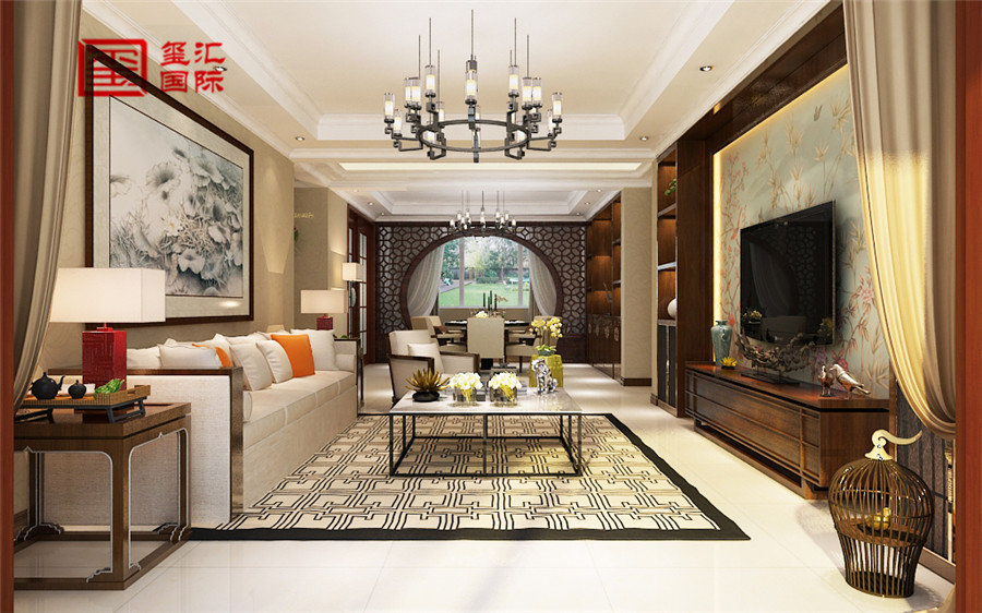 中式 五室 白领 玺汇国际 客厅图片来自河北玺汇国际装饰公司在170平华堂聚瑞五居室中式风格的分享
