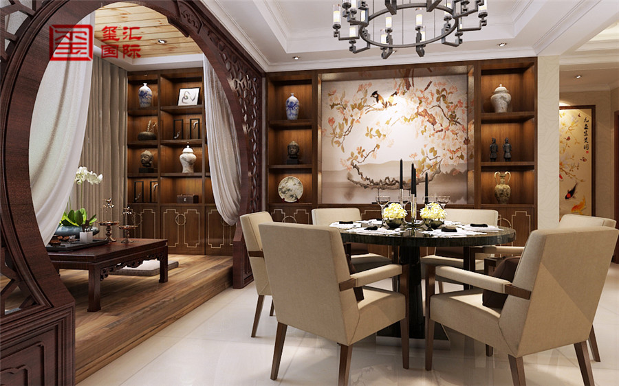 中式 五室 白领 玺汇国际 餐厅图片来自河北玺汇国际装饰公司在170平华堂聚瑞五居室中式风格的分享