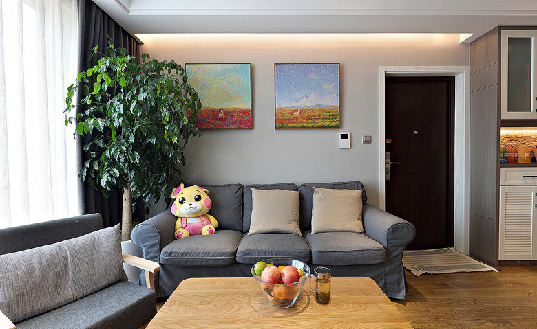 客厅图片来自家装大管家在89平清新原木风格 幸福温馨世界的分享