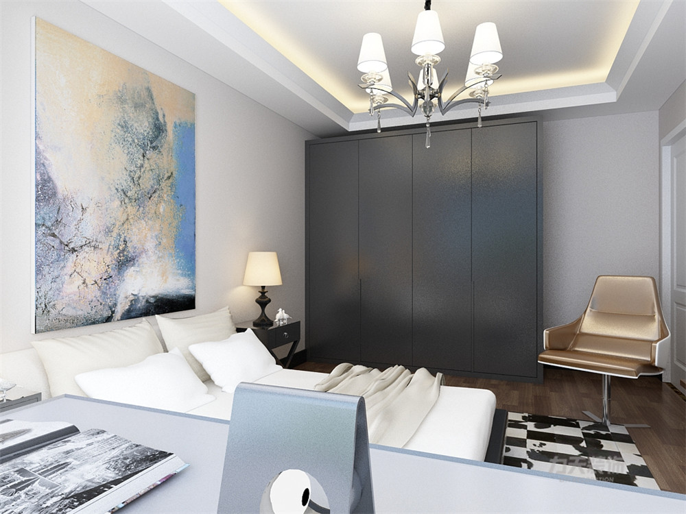 简约 现代 三居 小资 收纳 卧室图片来自阳光力天装饰在现代简约-中浩智城-100㎡的分享