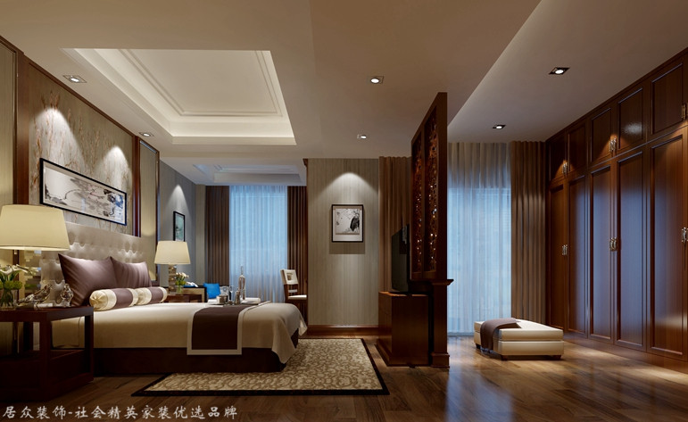 中式 别墅 卧室图片来自合肥居众装饰设计工程有限公司在置地广场-中式风格-360㎡的分享
