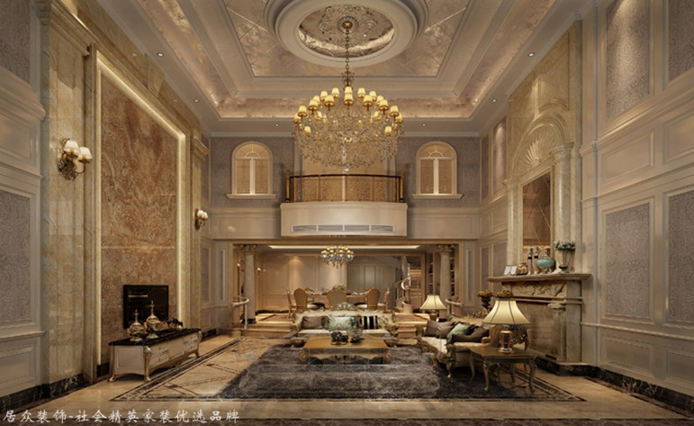 简约欧式 别墅 客厅图片来自杭州居众装饰集团设计院在绿城桃花源-简约欧式-500平的分享