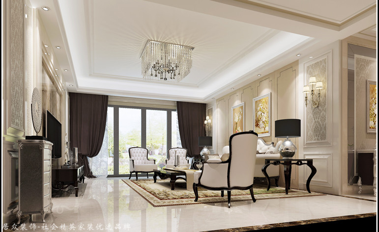 简约欧式 跃层 客厅图片来自杭州居众装饰集团设计院在梧桐公寓-简约欧式-214平的分享