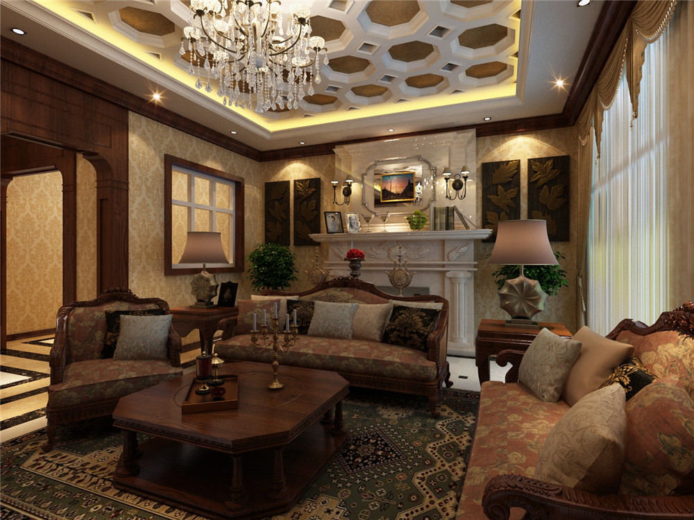 别墅 收纳 小资 美式 客厅图片来自天津白天鹅装饰工程有限公司在俊城御墅，美式风的分享