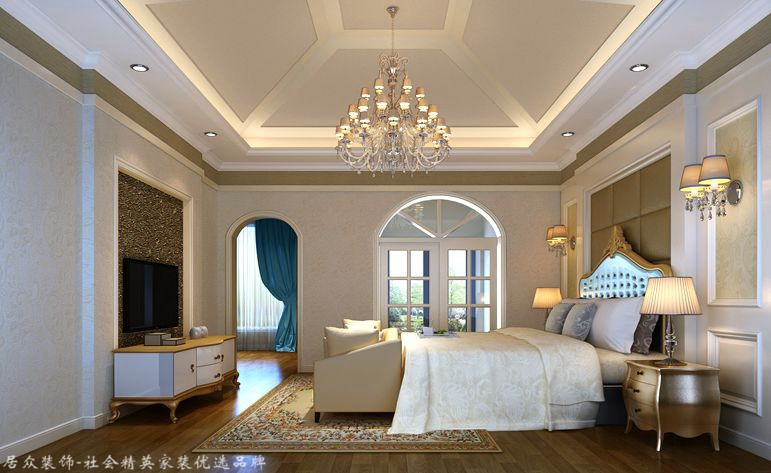 欧式 别墅 卧室图片来自合肥居众装饰设计工程有限公司在新华御湖庄园-欧式风格-320㎡的分享