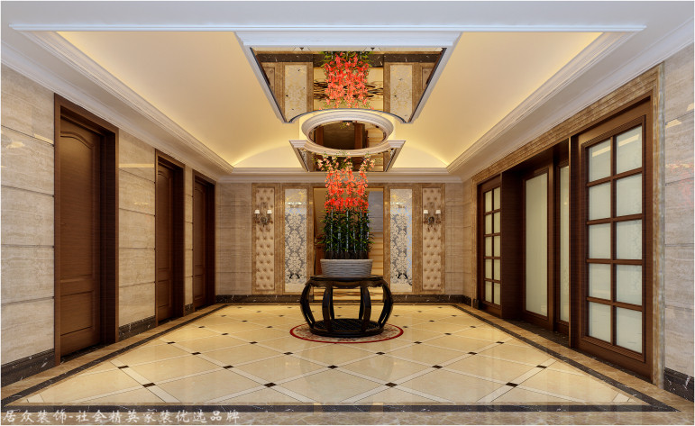 欧式 别墅 玄关图片来自杭州居众装饰集团设计院在泊林漫谷-欧式风格-300平的分享