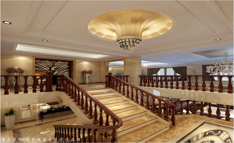 欧式 别墅 楼梯图片来自杭州居众装饰集团设计院在泊林漫谷-欧式风格-300平的分享