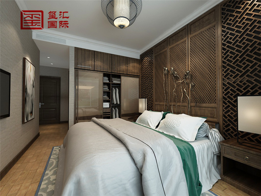 中式 三居 玺汇国际 80后 卧室图片来自河北玺汇国际装饰公司在158平盛世御城中式风格的分享