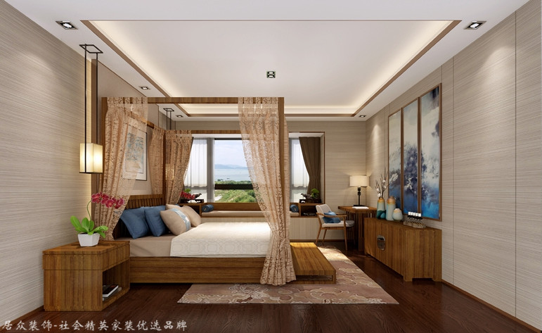 三居 中式 卧室图片来自厦门居众装饰设计工程有限公司在中铁元湾-中式风格-170㎡的分享