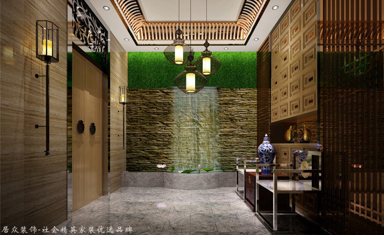 中式 别墅 玄关图片来自合肥居众装饰设计工程有限公司在祥源城湖山别墅-中式风格-380㎡的分享
