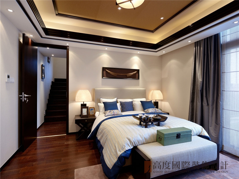 中式 现代中式 新中式 别墅 别墅装修 卧室图片来自沙漠雪雨在260平米温馨复古现代中式韵味的分享