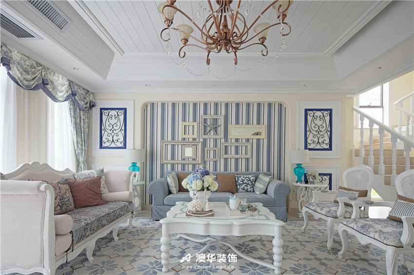 客厅图片来自澳华装饰有限公司在保利华都·清新唯美地中海风格的分享