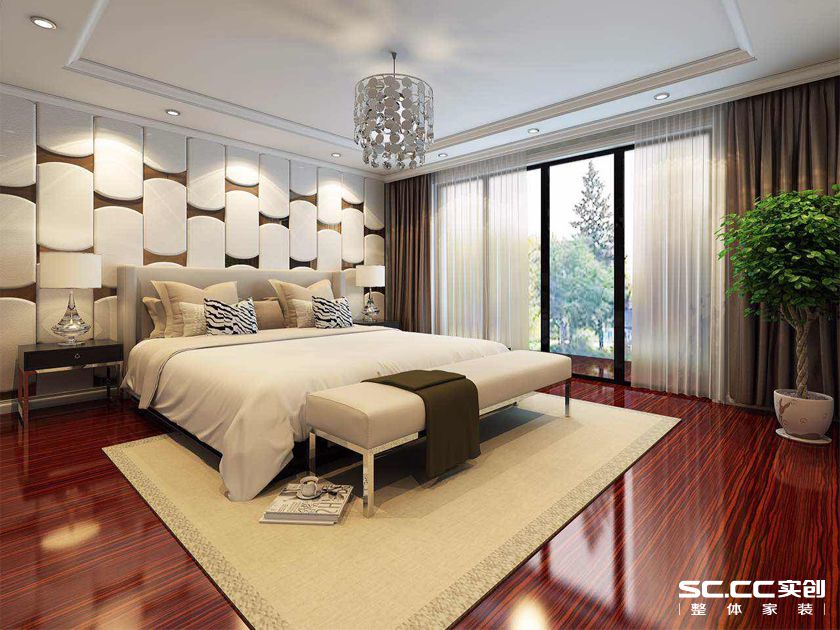 混搭 别墅 卧室图片来自实创装饰上海公司在230㎡汤臣湖庭混搭别墅的分享
