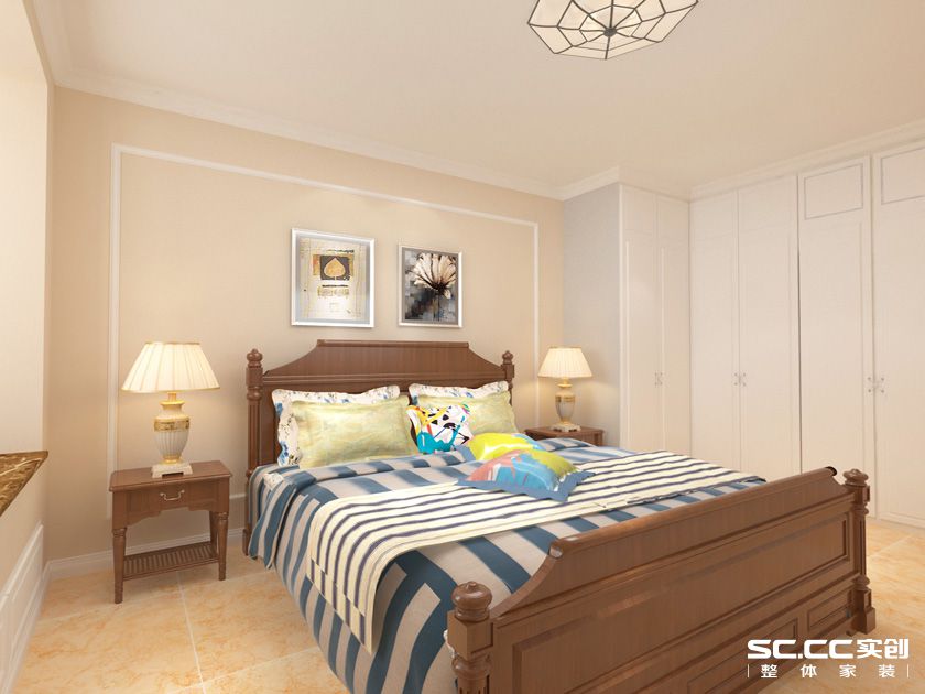 卧室图片来自用户2652703143在紫檀华都140平美式风格装修设计的分享