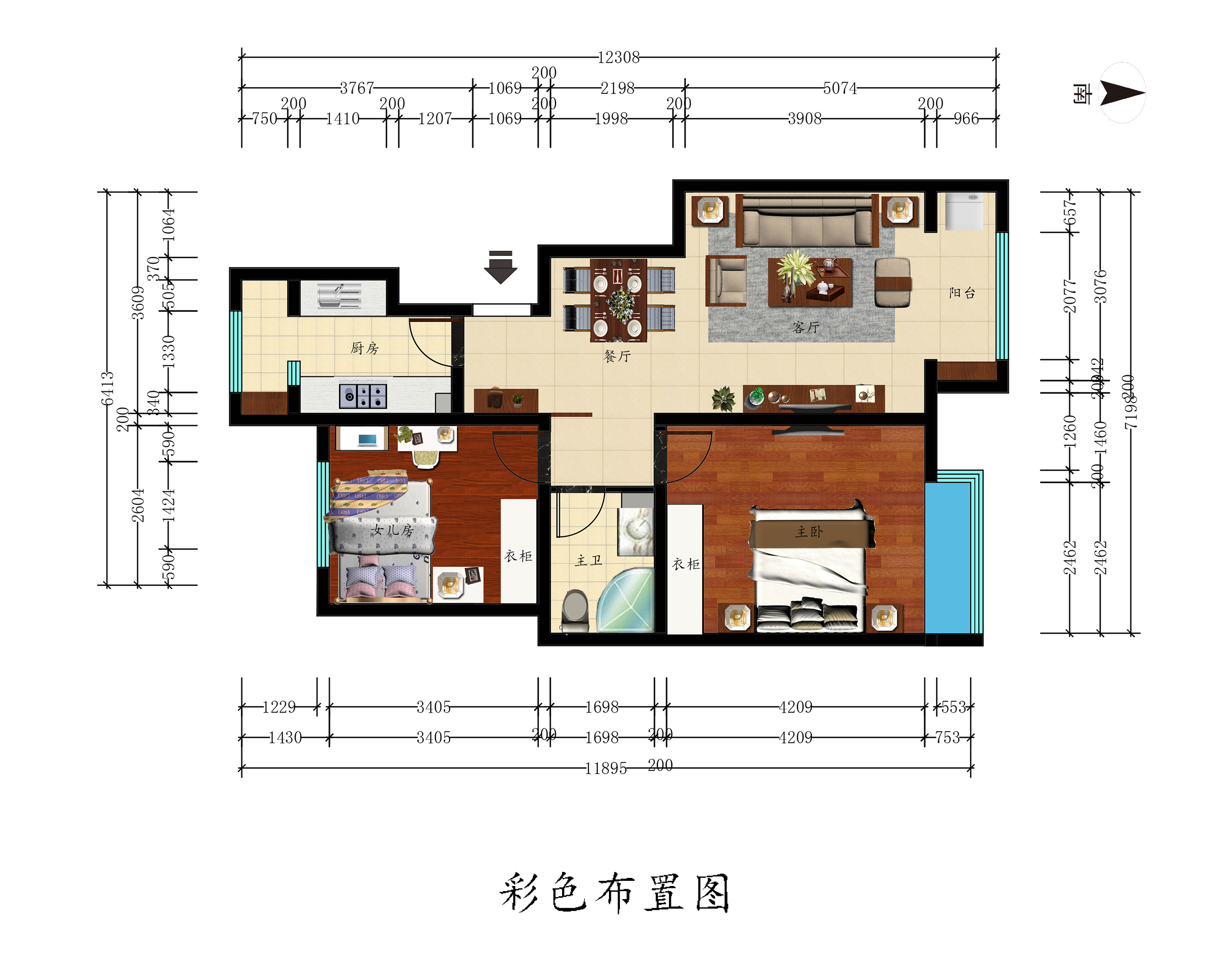 新中式风格 二居 户型图图片来自业之峰装饰旗舰店在梦回桃花源的分享