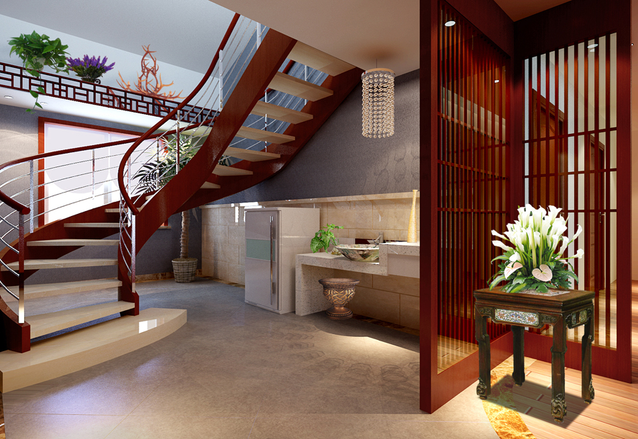 新中式 三居 别墅 收纳 旧房改造 80后 小资 白领 楼梯图片来自北京今朝装饰-慧琳在大兴区保利百合110平米中式的分享